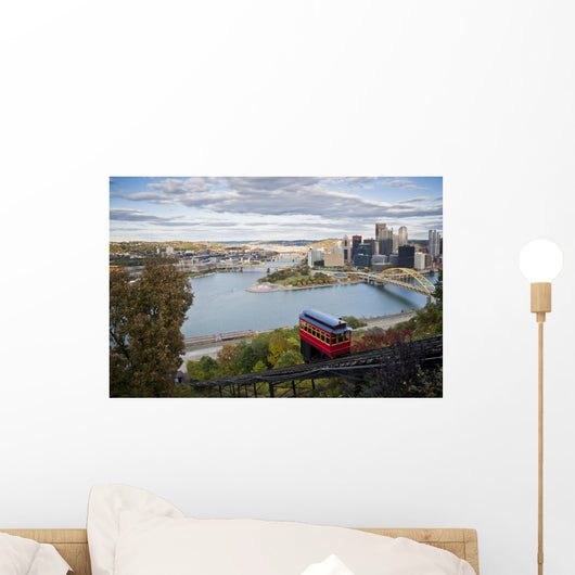 Pittsburgh Pa With Duquesne Incline in Foreground Wall Mural