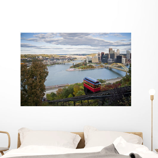Pittsburgh Pa With Duquesne Incline in Foreground Wall Mural