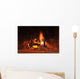 Burning Fire Fireplace Wall Mural
