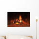 Burning Fire Fireplace Wall Mural