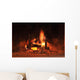 Burning Fire Fireplace Wall Mural