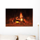 Burning Fire Fireplace Wall Mural