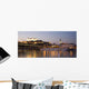Bratislava - castle and cathedral in evening and Danube Wall Mural