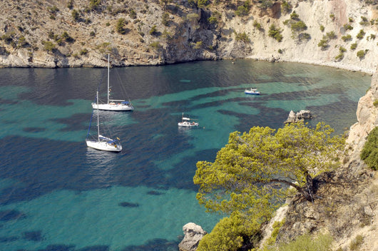 Sailboat on the coast of Mallorca / Majorca coast of Wall Mural