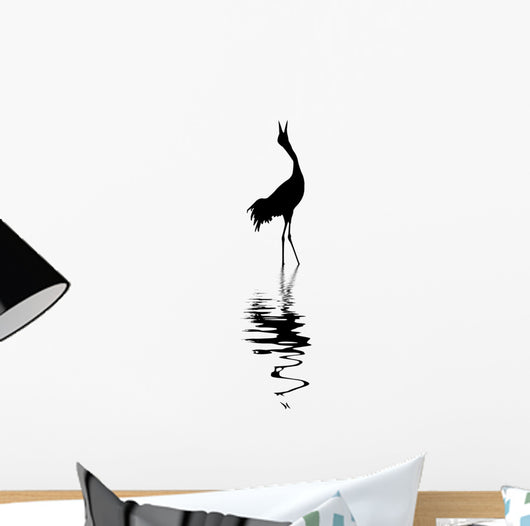 silhouette of the crane on white background Wall Decal