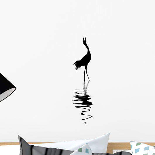 silhouette of the crane on white background Wall Decal