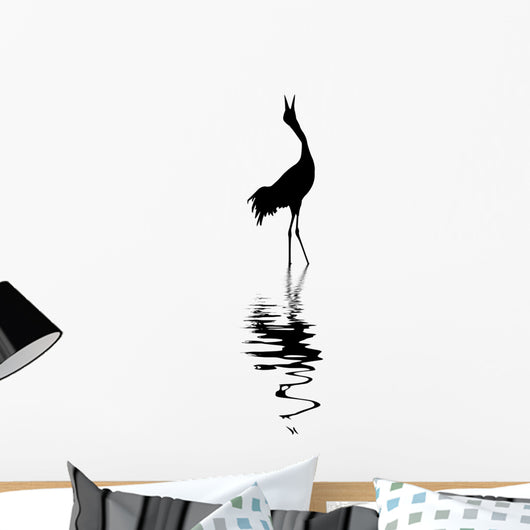silhouette of the crane on white background Wall Decal