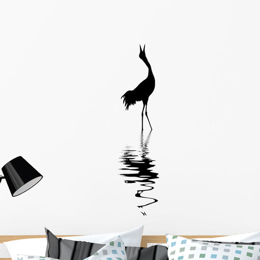 silhouette of the crane on white background Wall Decal