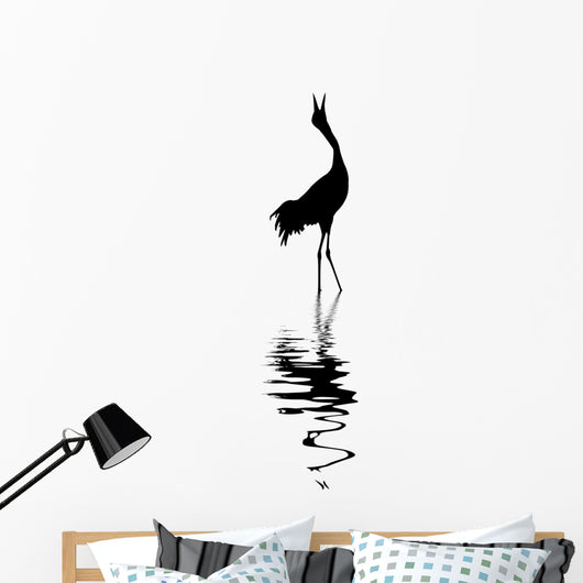 silhouette of the crane on white background Wall Decal
