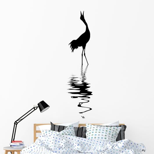silhouette of the crane on white background Wall Decal