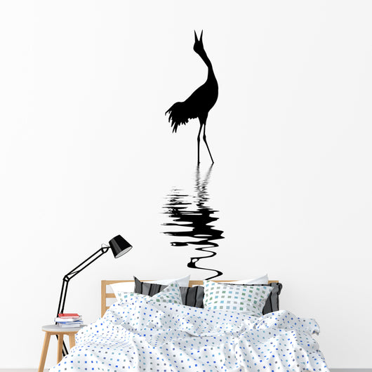silhouette of the crane on white background Wall Decal