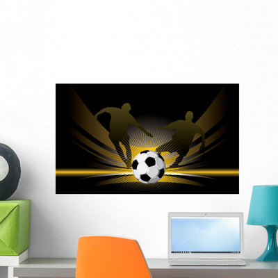 Soccer Wall Mural shown on a wall
