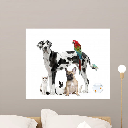 Pets Standing Front White Wall Decal Design 2