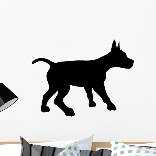 Puppy Dog Illustration Silhouette Wall Mural