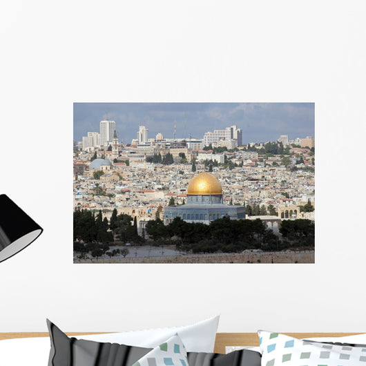 View on old Jerusalem and Dome of the Rock temple Wall Mural
