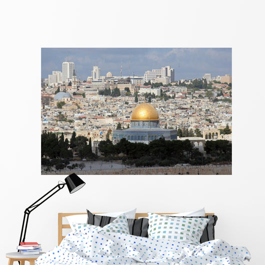 View on old Jerusalem and Dome of the Rock temple Wall Mural