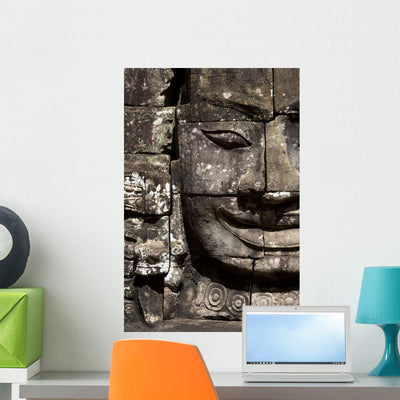 Bayon Temple Angkor Cambodia Wall Mural shown on a wall