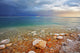 Tthe Dead Sea in Israel in a spring thunder-storm. Wall Mural
