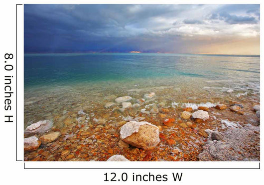Tthe Dead Sea in Israel in a spring thunder-storm. Wall Mural