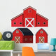 Three Red Barns Wall Decal Sticker Set