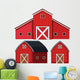 Three Red Barns Wall Decal Sticker Set