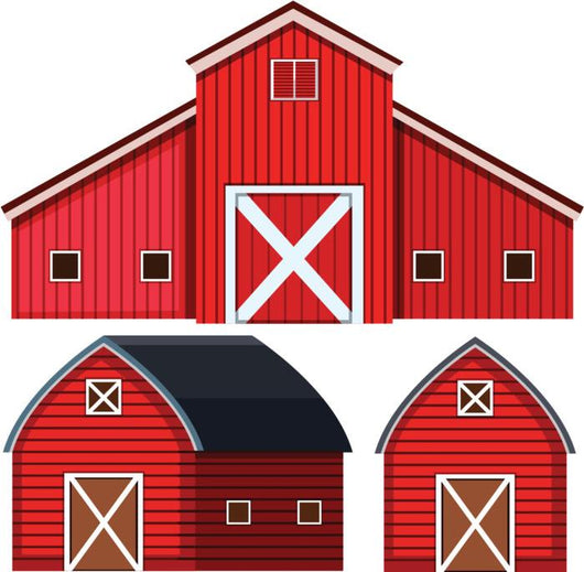 Three Red Barns Wall Decal Sticker Set