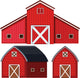 Three Red Barns Wall Decal Sticker Set