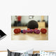 Dumbbells and ball on the floor of a fitness room Wall Mural