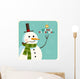 Christmas Card With Snowman Vector Editable Wall Mural