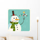 Christmas Card With Snowman Vector Editable Wall Mural