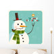 Christmas Card With Snowman Vector Editable Wall Mural