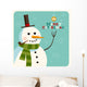 Christmas Card With Snowman Vector Editable Wall Mural
