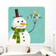 Christmas Card With Snowman Vector Editable Wall Mural