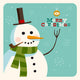 Christmas Card With Snowman Vector Editable Wall Mural