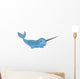 Baby Blue Cartoon Narwhal Wall Decal