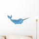 Baby Blue Cartoon Narwhal Wall Decal