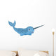 Baby Blue Cartoon Narwhal Wall Decal