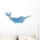 Baby Blue Cartoon Narwhal Wall Decal