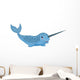 Baby Blue Cartoon Narwhal Wall Decal