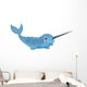 Baby Blue Cartoon Narwhal Wall Decal