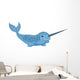 Baby Blue Cartoon Narwhal Wall Decal