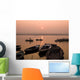 Boats On Ganges River At Sunset Wall Mural