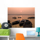 Boats On Ganges River At Sunset Wall Mural