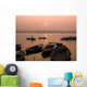 Boats On Ganges River At Sunset Wall Mural