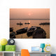 Boats On Ganges River At Sunset Wall Mural