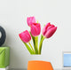 Four Pink Tulip Flowers Wall Decal