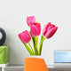 Four Pink Tulip Flowers Wall Decal