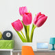 Four Pink Tulip Flowers Wall Decal