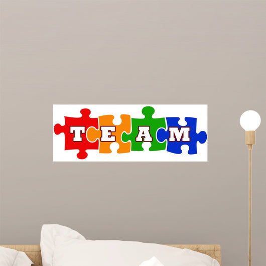 Team work concept with jigsaw puzzle Wall Decal