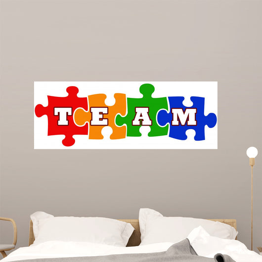 Team work concept with jigsaw puzzle Wall Decal